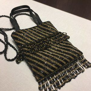 SPARKLY BEADED GOLD AND BLACK BAG